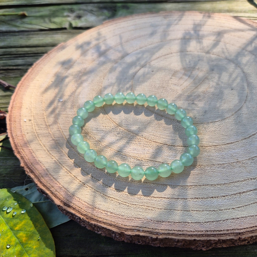 Bracelet en perles de 6 mm en aventurine verte naturelle du Brésil, pierre de chance, d’harmonie et d’équilibre émotionnel