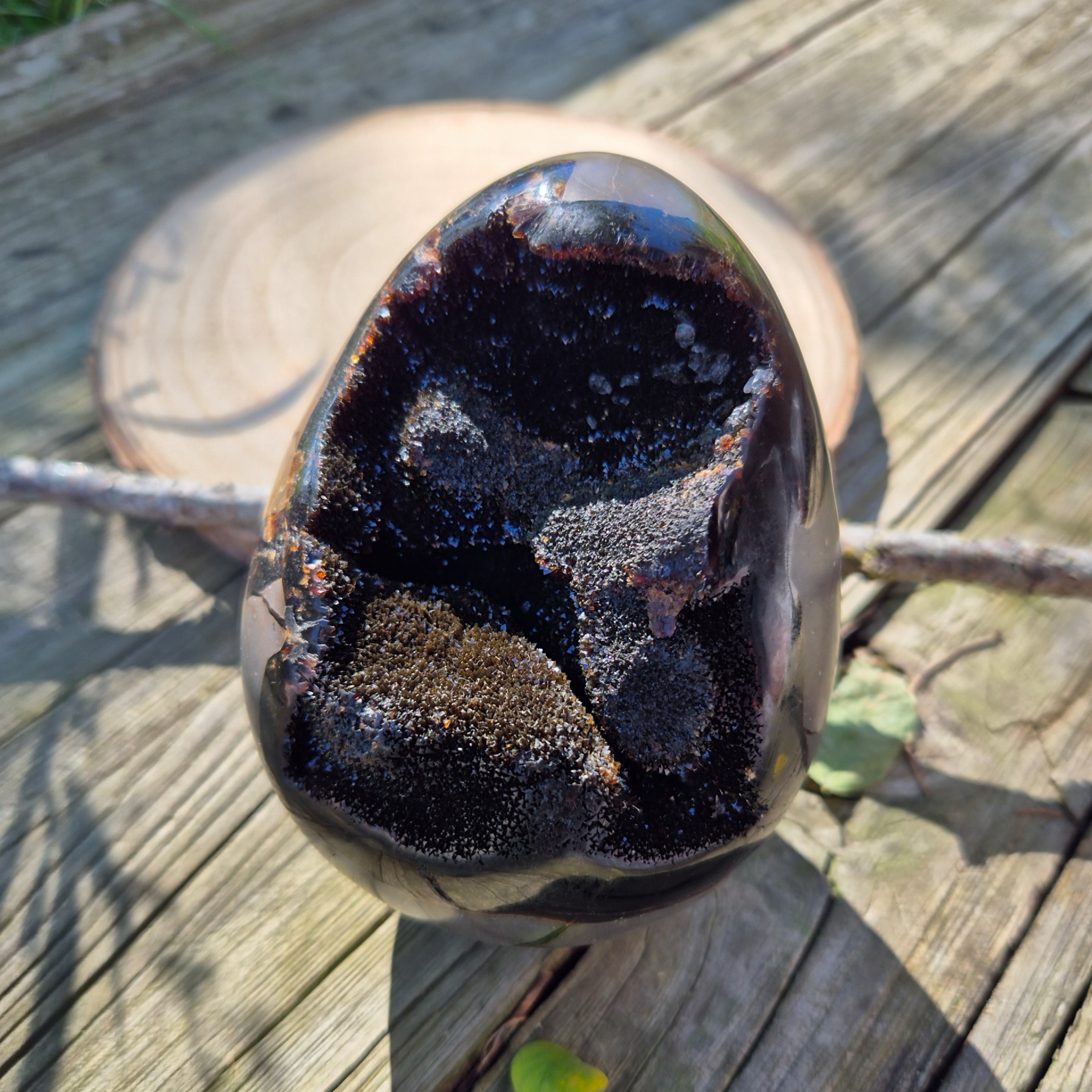 Œuf en Septaria de Madagascar, 1,110 kg, pierre éthique d’ancrage, de stabilité et de confiance intérieure.