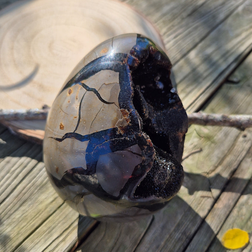 Œuf en Septaria de Madagascar, 1,110 kg, pierre éthique d’ancrage, de stabilité et de confiance intérieure.
