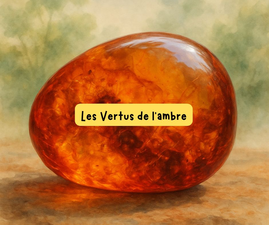 Ambre – résine fossile dorée apportant vitalité, chaleur et purification émotionnelle.