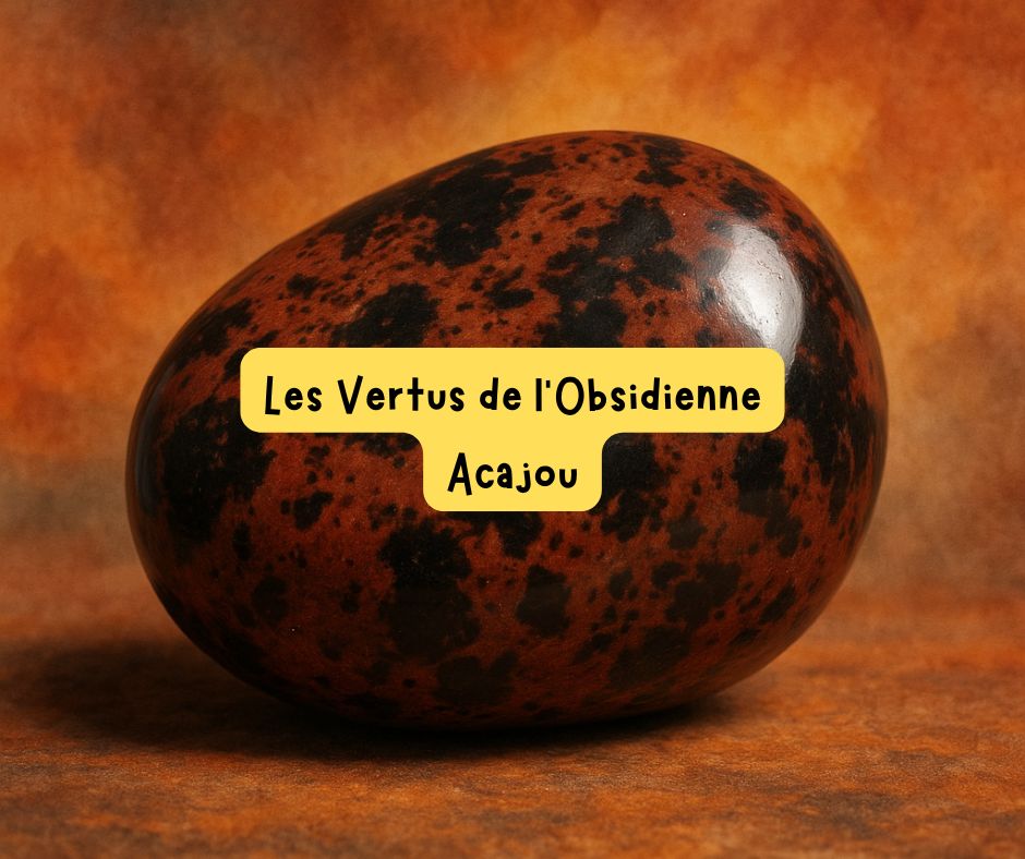 Obsidienne Acajou, pierre naturelle brun-rouge et noire symbolisant la protection, l’ancrage et la force intérieure, utilisée en lithothérapie.