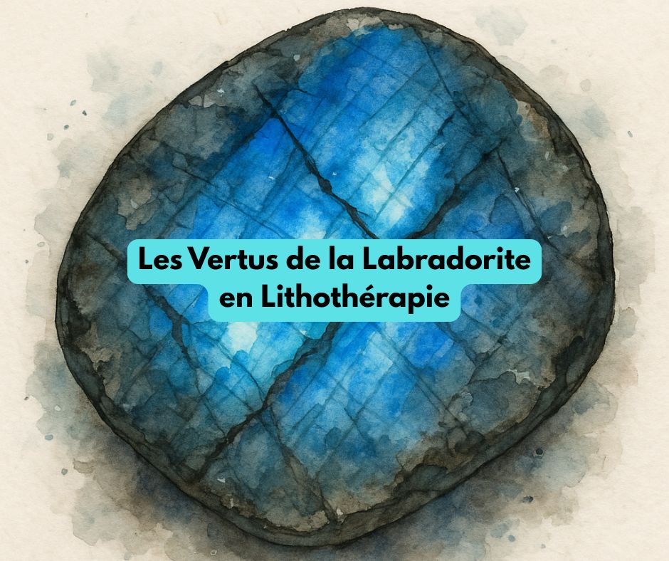 Pierre de Labradorite aux reflets bleutés, symbole de protection énergétique, d’intuition et de stabilité émotionnelle