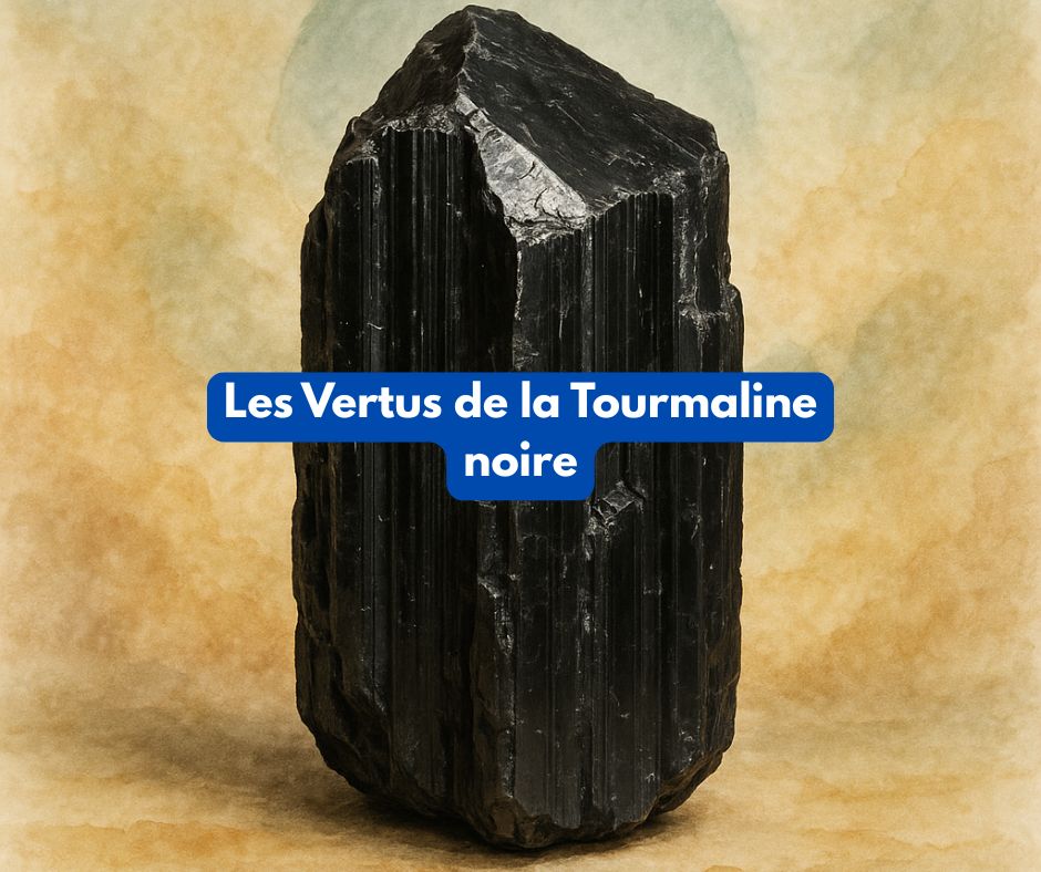 Tourmaline Noire, pierre brute de protection utilisée en lithothérapie pour l’ancrage, la purification énergétique et la stabilité émotionnelle.