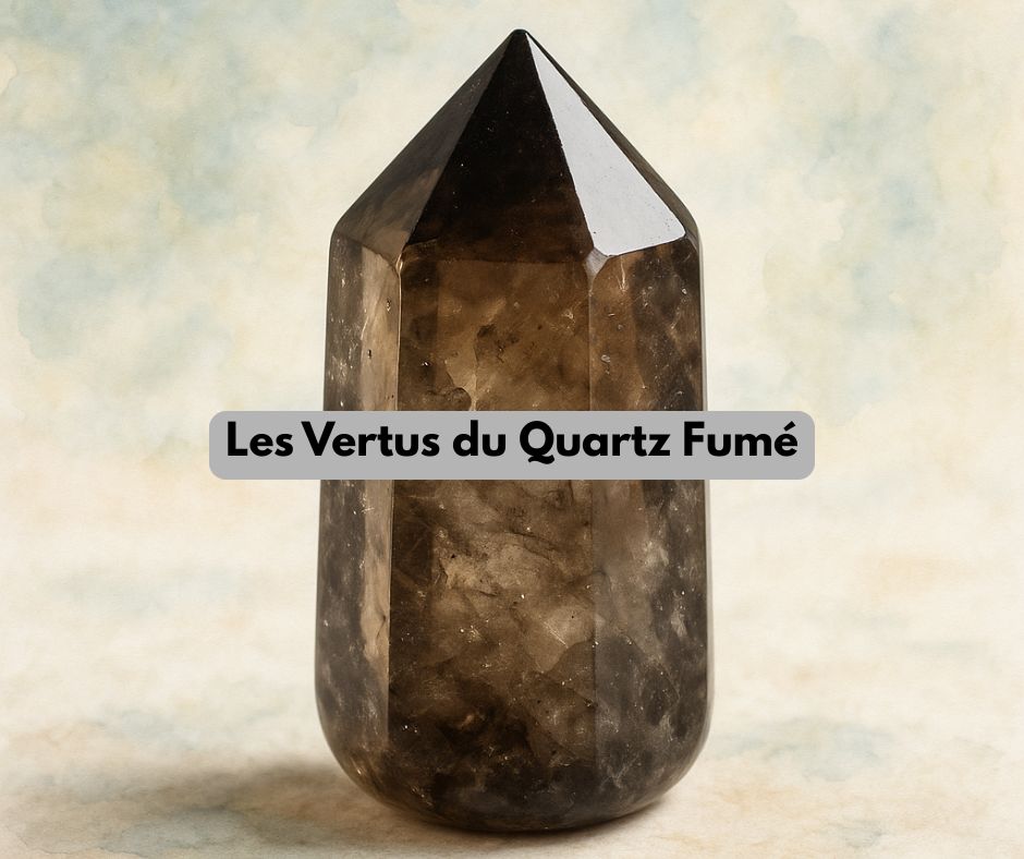 Quartz fumé naturel aux teintes brunes translucides, symbole d’ancrage, de protection et de libération des énergies négatives en lithothérapie.