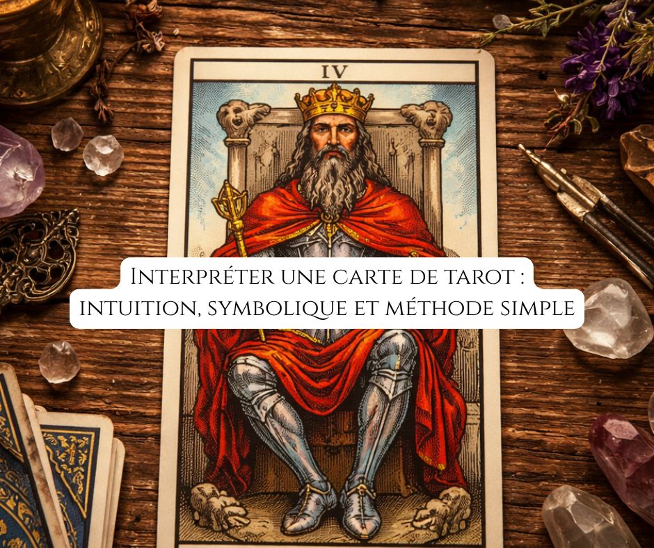 Carte de tarot illustrée représentant l’interprétation intuitive et symbolique des arcanes.