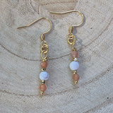 Ainé - Boucle d'Oreille en Howlite et Pierre de Soleil