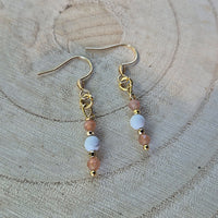 Ainé - Boucle d'Oreille en Howlite et Pierre de Soleil