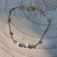 Ainé - Bracelet fin en Howlite et Pierre de Soleil