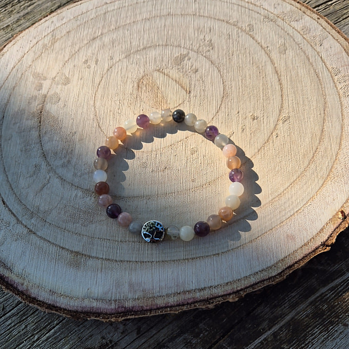 Bracelet Intuition Labradorite, Améthyste, Pierre de Lune 6mm