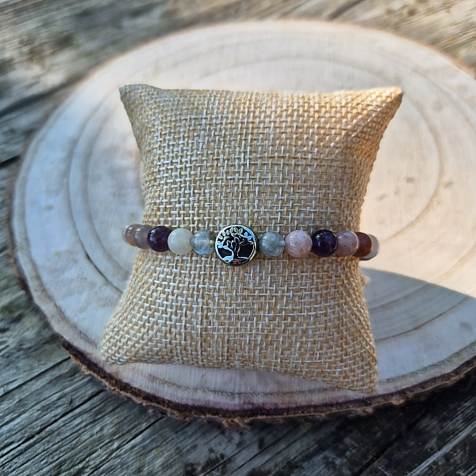 Bracelet Intuition Labradorite, Améthyste, Pierre de Lune 6mm