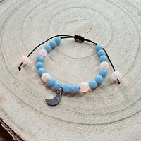 Bracelet enfant taille reglable - Angélite & Quartz rose