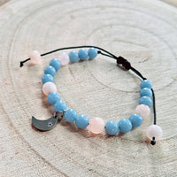 Bracelet enfant taille reglable - Angélite & Quartz rose
