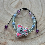 Bracelet enfant taille reglable - Fluorite et Angélite - Bébé Elephant