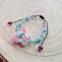 Bracelet enfant taille reglable - Fluorite et Angélite - Bébé Elephant