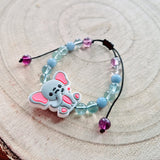 Bracelet enfant taille reglable - Fluorite et Angélite - Bébé Elephant