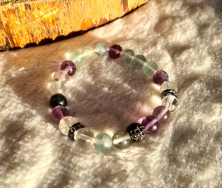 bracelet en fluorite et cristal de roche