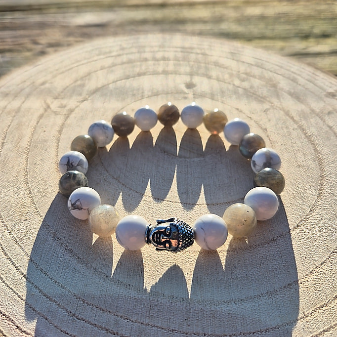 Bracelet Bouddha Howlite et Labradorite