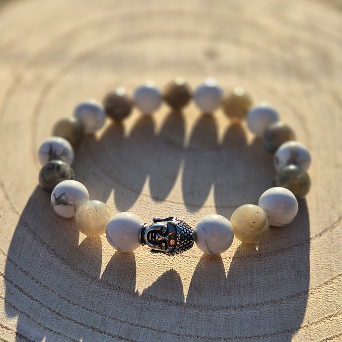 Bracelet Bouddha Howlite et Labradorite