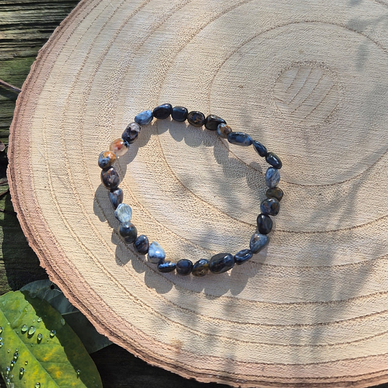 Bracelet en perles baroques en pierre de soleil naturelle d’Inde, pierre de joie, de confiance et d’énergie positive.