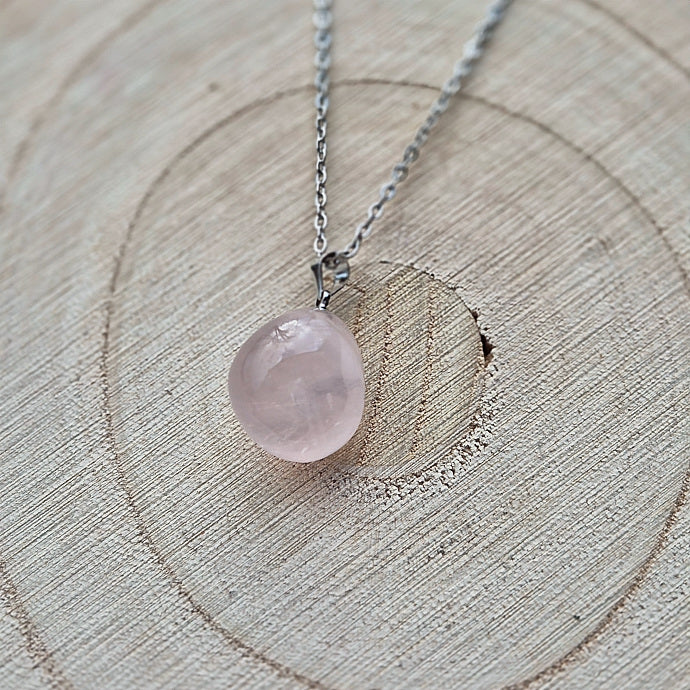 Collier Pierre Percée Quartz Rose du Brésil AA