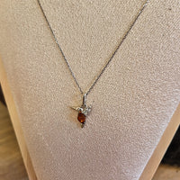 Collier Colobri en Ambre - Bijou Argent 925 Rhodié