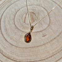 Collier en Argent 925 doré et Ambre Cognac