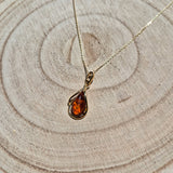 Collier en Argent 925 doré et Ambre Cognac