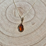 Collier en Argent 925 doré et Ambre Cognac