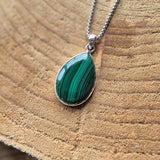 Collier Serti en Malachite Goutte