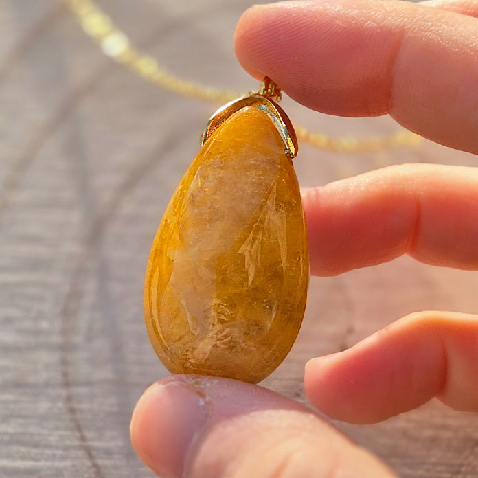 Collier Goutte Sautoir Pierre de Quartz Hématoide A