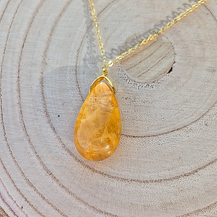 Collier Goutte Sautoir Pierre de Quartz Hématoide A