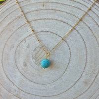 Collier Perle en Amazonite de Madagascar 12mm Chaine couleur Or