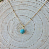 Collier Perle en Amazonite de Madagascar 12mm Chaine couleur Or