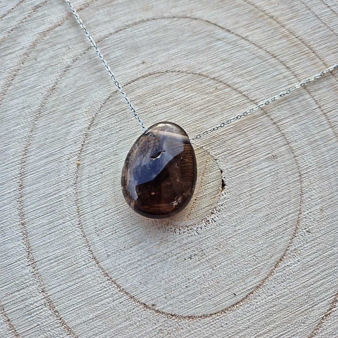 Collier PIerre Percée Quartz Fumé du Brésil A