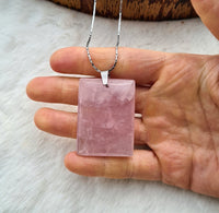 collier quartz rose rectangulaire