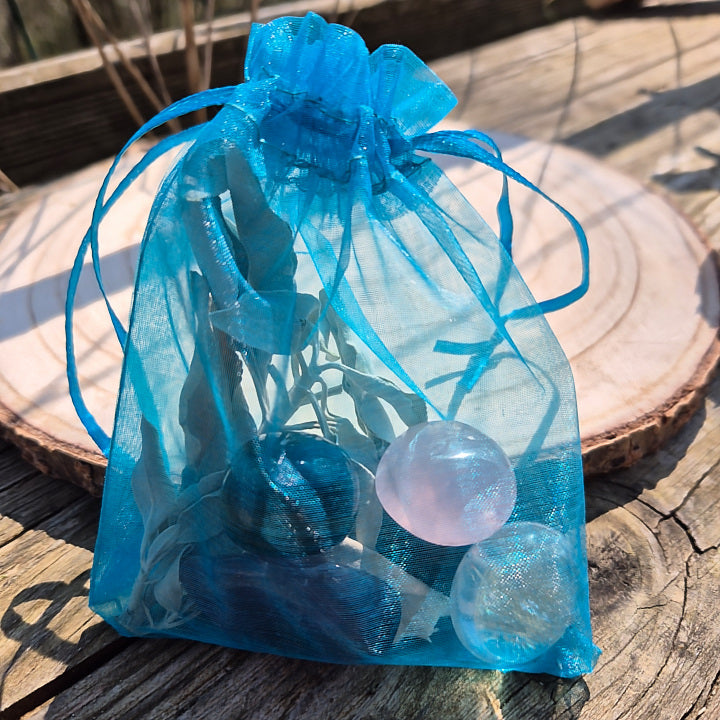 kit lithothérapie débutant avec pierres naturelles quartz rose améthyste œil de tigre tourmaline noire cristal de roche