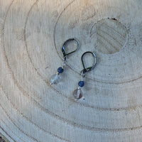 Guanyin - Boucle d'Oreille Fluorite et Aventurine Bleue