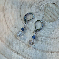 Guanyin - Boucle d'Oreille Fluorite et Aventurine Bleue