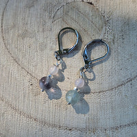 Guanyin - Boucle d'Oreille Fluorite et Quartz rose