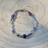 Guanyin - Bracelet Fluorite, Aventurine Bleue, Quartz Rose et Cristal de Roche