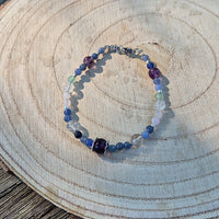 Guanyin - Bracelet Fluorite, Aventurine Bleue, Quartz Rose et Cristal de Roche