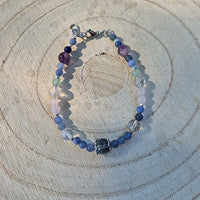 Guanyin - Bracelet Fluorite, Aventurine Bleue, Quartz Rose et Cristal de Roche