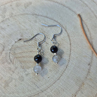 Nott - Boucle d'Oreille Tourmaline Noire et Labadorite