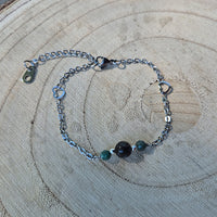 Pachamama - Bracelet fin en Emeraude et Opale dendritique