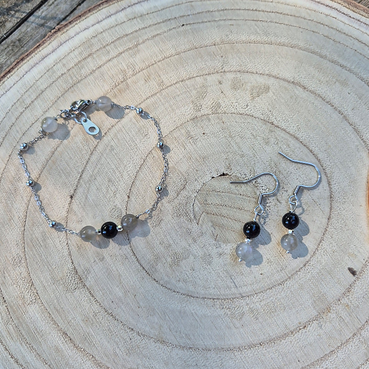 Nott - Bracelet fin Tourmaline Noire et Labadorite
