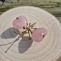 Figurine Papillon en Quartz Rose et Laiton