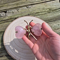 Figurine Papillon en Quartz Rose et Laiton