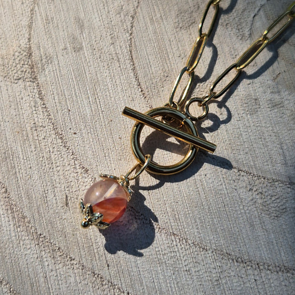 Vesta - Collier Quartz Hématoide Fermeture Marin