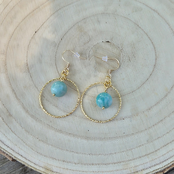 Yemaya - Boucle d'Oreille Amazonite Cercle