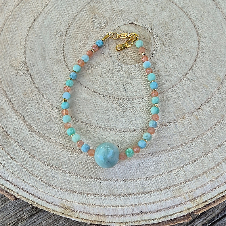 Yemaya - Bracelet Amazonite et Pierre de Soleil